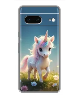Чехол для Google Pixel 7 с картинкой «Единорог на поляне»