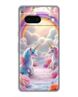 Чехол для Google Pixel 7 с картинкой «Радуга и единороги»