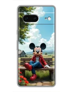 Чехол для Google Pixel 7 с картинкой «Микки на скамейке»