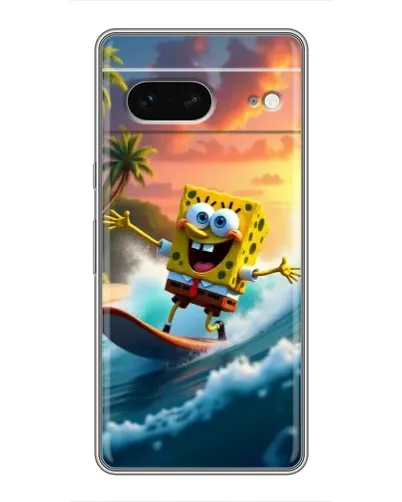 Чехол для Google Pixel 7 с картинкой «Губка Боб серфингист»