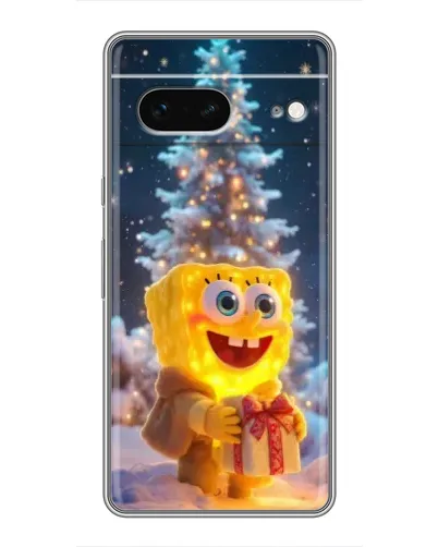 Чехол для Google Pixel 7 с картинкой «Рождественский Спанч Боб»