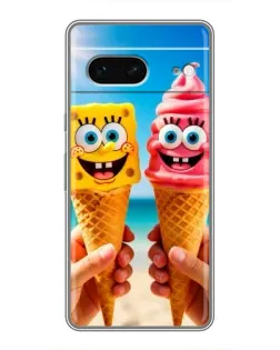 Чехол для Google Pixel 7 с картинкой «Спанч Боб мороженое»