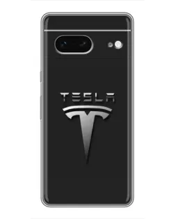 Чохол для Google Pixel 7 з картинкою «Сталевий логотип Tesla»