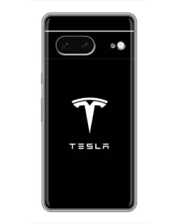 Чохол для Google Pixel 7 з картинкою «Tesla White Logo»