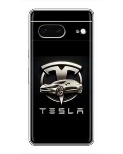 Чохол для Google Pixel 7 з картинкою «Tesla — срібне авто»