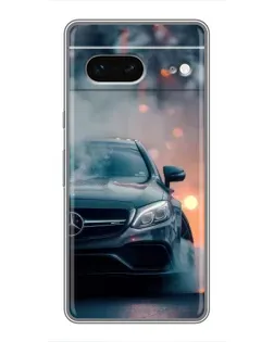 Чехол для Google Pixel 7 с картинкой «Mercedes — ночной город»