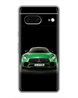 Чехол для Google Pixel 7 с картинкой «Mercedes — неоновый лого»