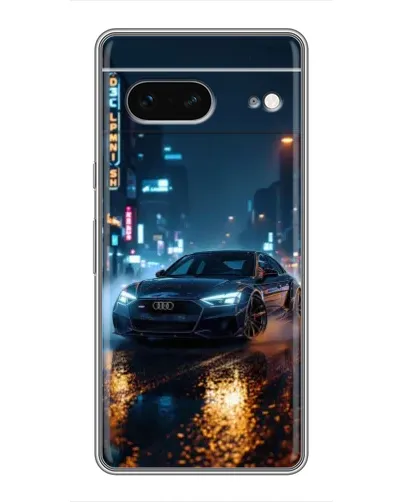 Чехол для Google Pixel 7 с картинкой «Ночной город и Audi»