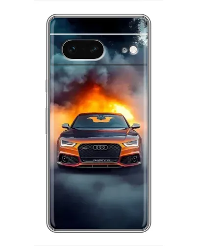 Чехол для Google Pixel 7 с картинкой «Audi в огненном дыму»