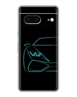 Чохол для Google Pixel 7 з картинкою «Блакитний силует Lamborghini»