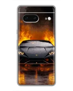 Чохол для Google Pixel 7 з картинкою «Lamborghini у вогні»