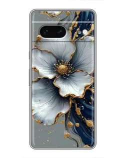 Чохол для Google Pixel 7 з картинкою «Біла квітка та золотий флюїд»