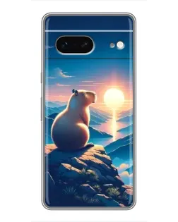 Чохол для Google Pixel 7 з картинкою «Захід сонця з капібарою»