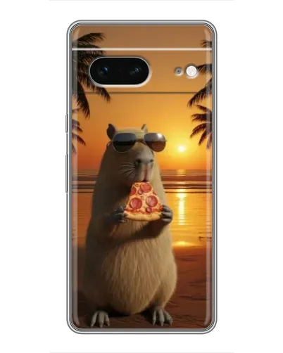 Чохол для Google Pixel 7 з картинкою «Капібара з піцою»