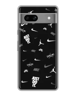 Чехол для Google Pixel 7A с картинкой «Nike Black Pattern»
