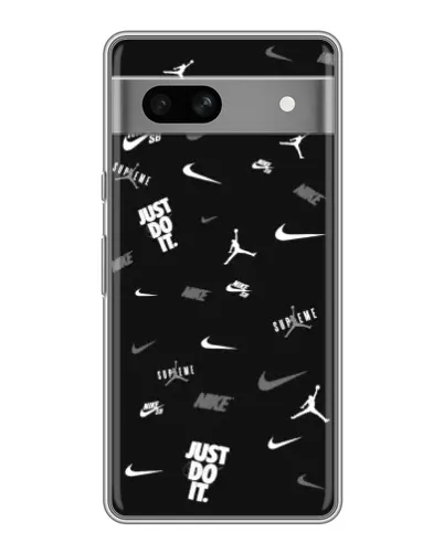 Чехол для Google Pixel 7A с картинкой «Nike Black Pattern»