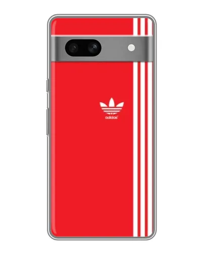 Чехол для Google Pixel 7A с картинкой «Красный минимализм Adidas»