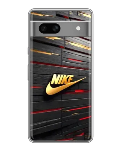 Чехол для Google Pixel 7A с картинкой «Золотой Nike на металле»