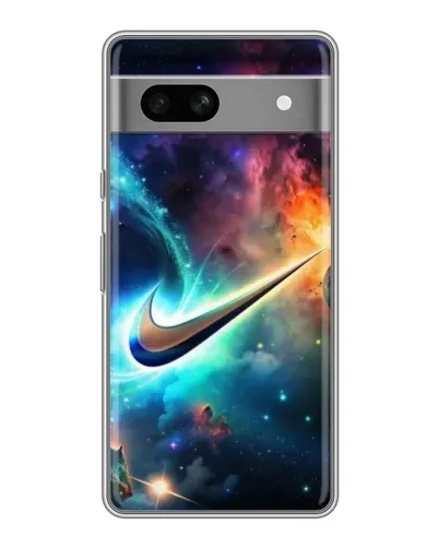 Чехол для Google Pixel 7A с картинкой «Космический Nike Swoosh»