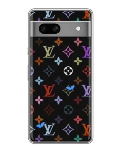 Чехол для Google Pixel 7A с картинкой «Цветная монограмма LV»