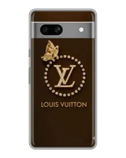 Чехол для Google Pixel 7A с картинкой «LV — золотая печать»