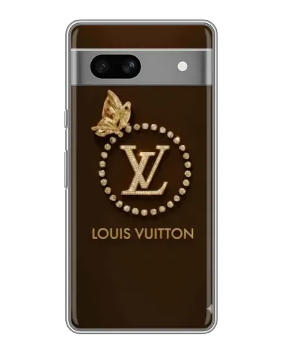 Чехол для Google Pixel 7A с картинкой «LV — золотая печать»