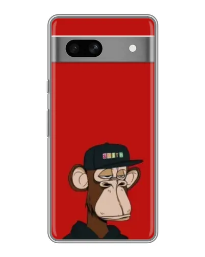 Чехол для Google Pixel 7A с картинкой «Bored Ape — красный фон»