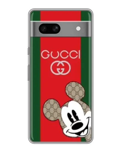 Чехол для Google Pixel 7A с картинкой «Gucci — полосы и Микки»