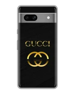 Чехол для Google Pixel 7A с картинкой «Золотой логотип Gucci»