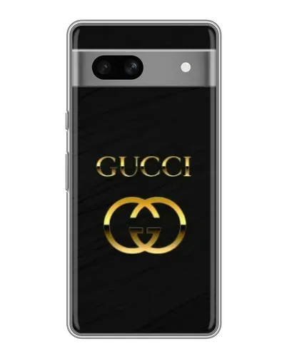Чехол для Google Pixel 7A с картинкой «Золотой логотип Gucci»
