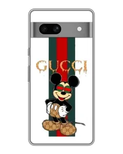 Чехол для Google Pixel 7A с картинкой «Микки Маус Gucci — полосы»