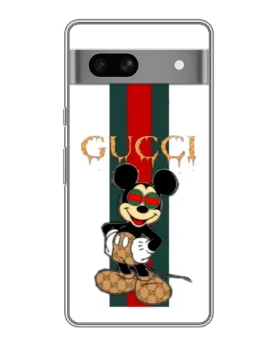Чехол для Google Pixel 7A с картинкой «Микки Маус Gucci — полосы»