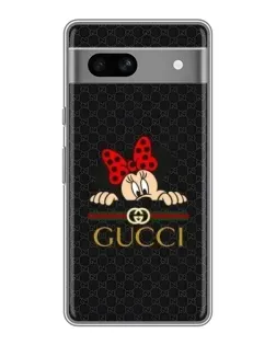 Чехол для Google Pixel 7A с картинкой «Минни Маус Gucci — черный»