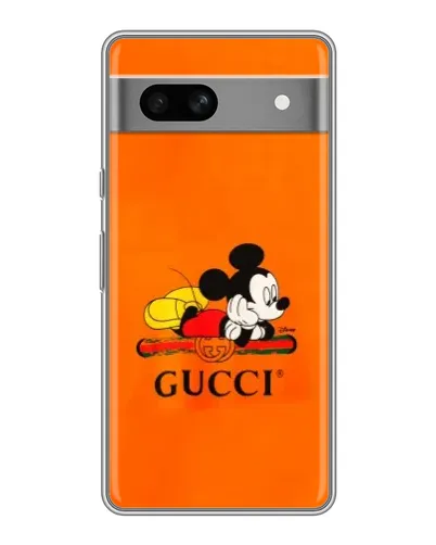 Чехол для Google Pixel 7A с картинкой «Микки Маус Gucci — оранж»