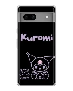 Чехол для Google Pixel 7A с картинкой «Kuromi — черный минимализм»