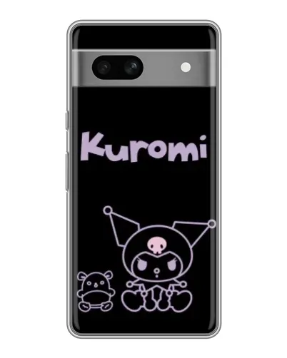 Чехол для Google Pixel 7A с картинкой «Kuromi — черный минимализм»