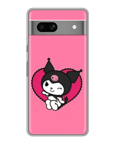 Чехол для Google Pixel 7A с картинкой «Kuromi — любовь в сердце»