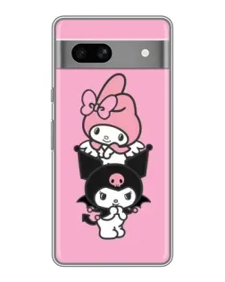 Чехол для Google Pixel 7A с картинкой «Трио My Melody и Kuromi»