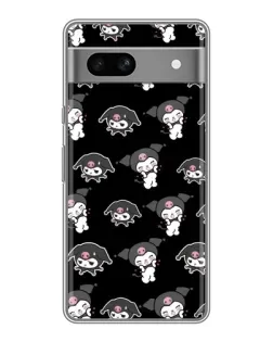 Чехол для Google Pixel 7A с картинкой «Черный паттерн Kuromi»