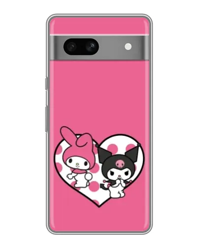 Чехол для Google Pixel 7A с картинкой «Kuromi и My Melody»