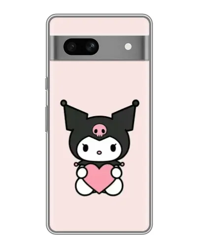 Чехол для Google Pixel 7A с картинкой «Kuromi и сердце»