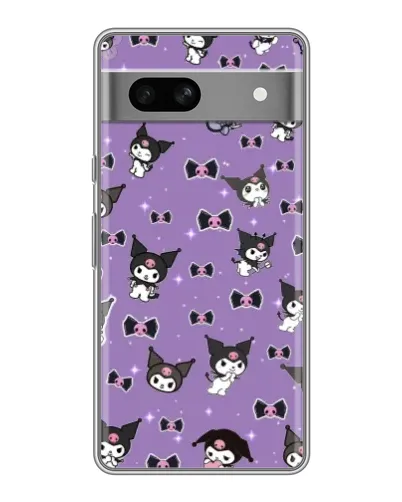 Чехол для Google Pixel 7A с картинкой «Kuromi — паттерн»