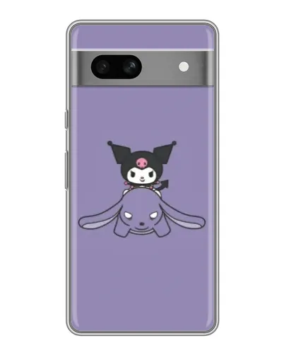 Чехол для Google Pixel 7A с картинкой «Kuromi на лиловом фоне»
