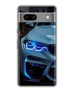 Чехол для Google Pixel 7A с картинкой «Взгляд BMW с синими фарами»