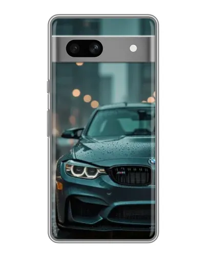 Чехол для Google Pixel 7A с картинкой «BMW в огнях города»
