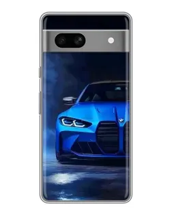 Чехол для Google Pixel 7A с картинкой «Голубая BMW M4»