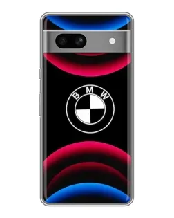 Чехол для Google Pixel 7A с картинкой «Логотип BMW и неоновые дуги»