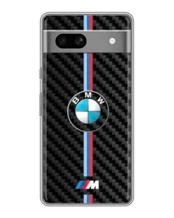 Чехол для Google Pixel 7A с картинкой «Эмблема BMW и карбон»
