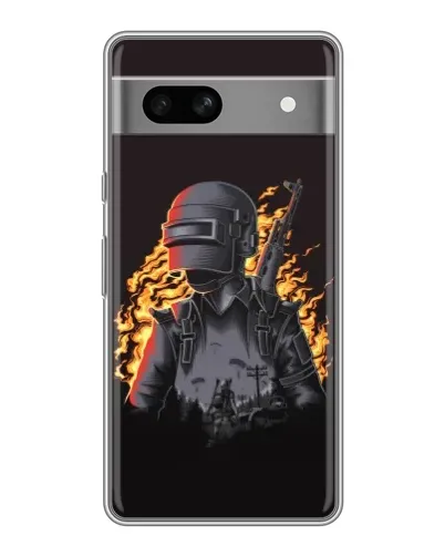 Чехол для Google Pixel 7A с картинкой «PUBG — огненный силуэт»