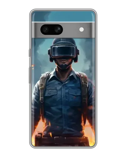 Чехол для Google Pixel 7A с картинкой «PUBG — реалистичный герой»